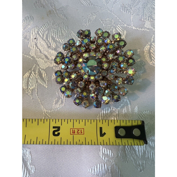 Vintage Starburst Aurora Borealis Crystals 1940s Brooch Pin EUC - Picture 6 of 6
